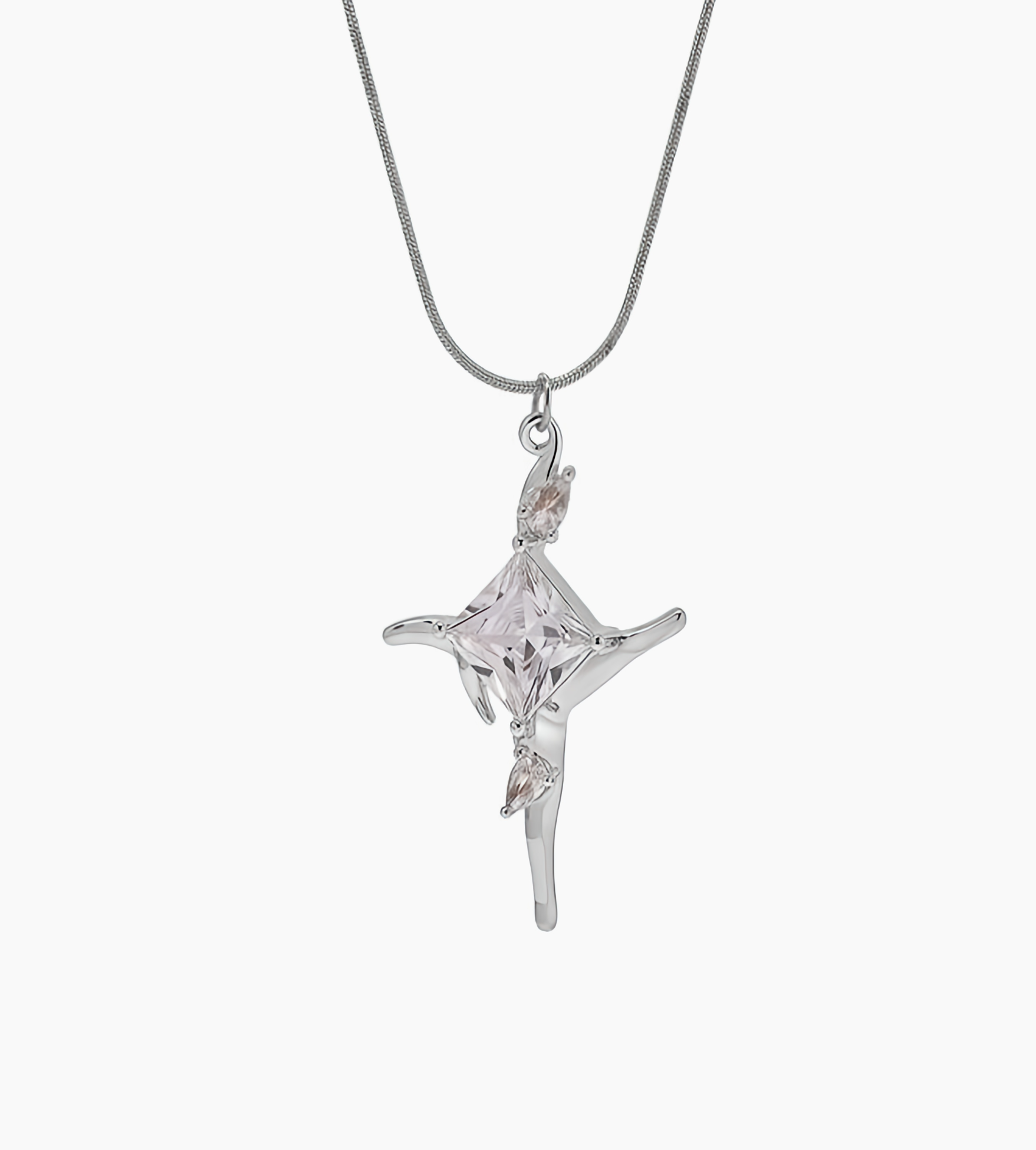 Collier croix moderne avec cristal étincelant