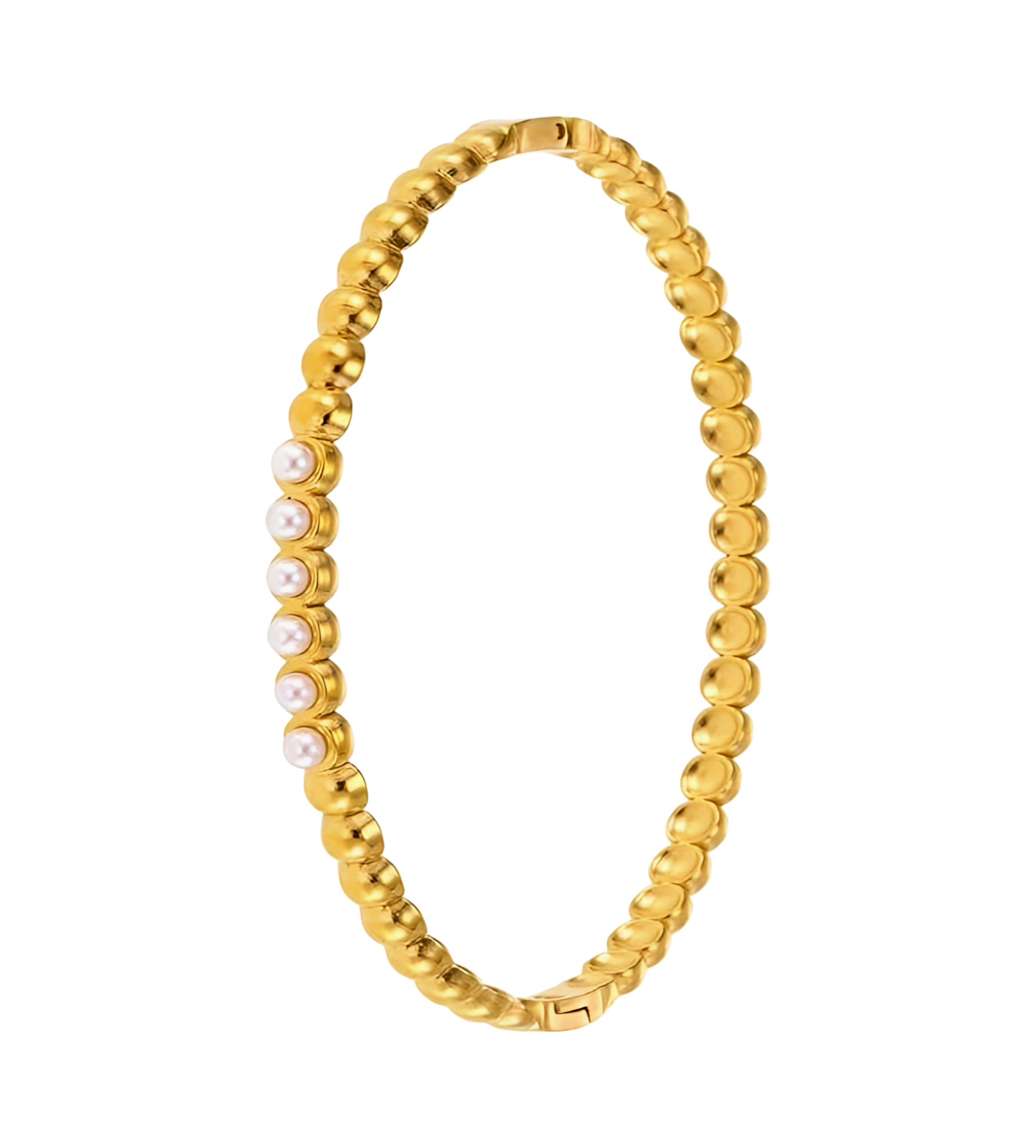 Bracelet doré élastique avec perles de nacre