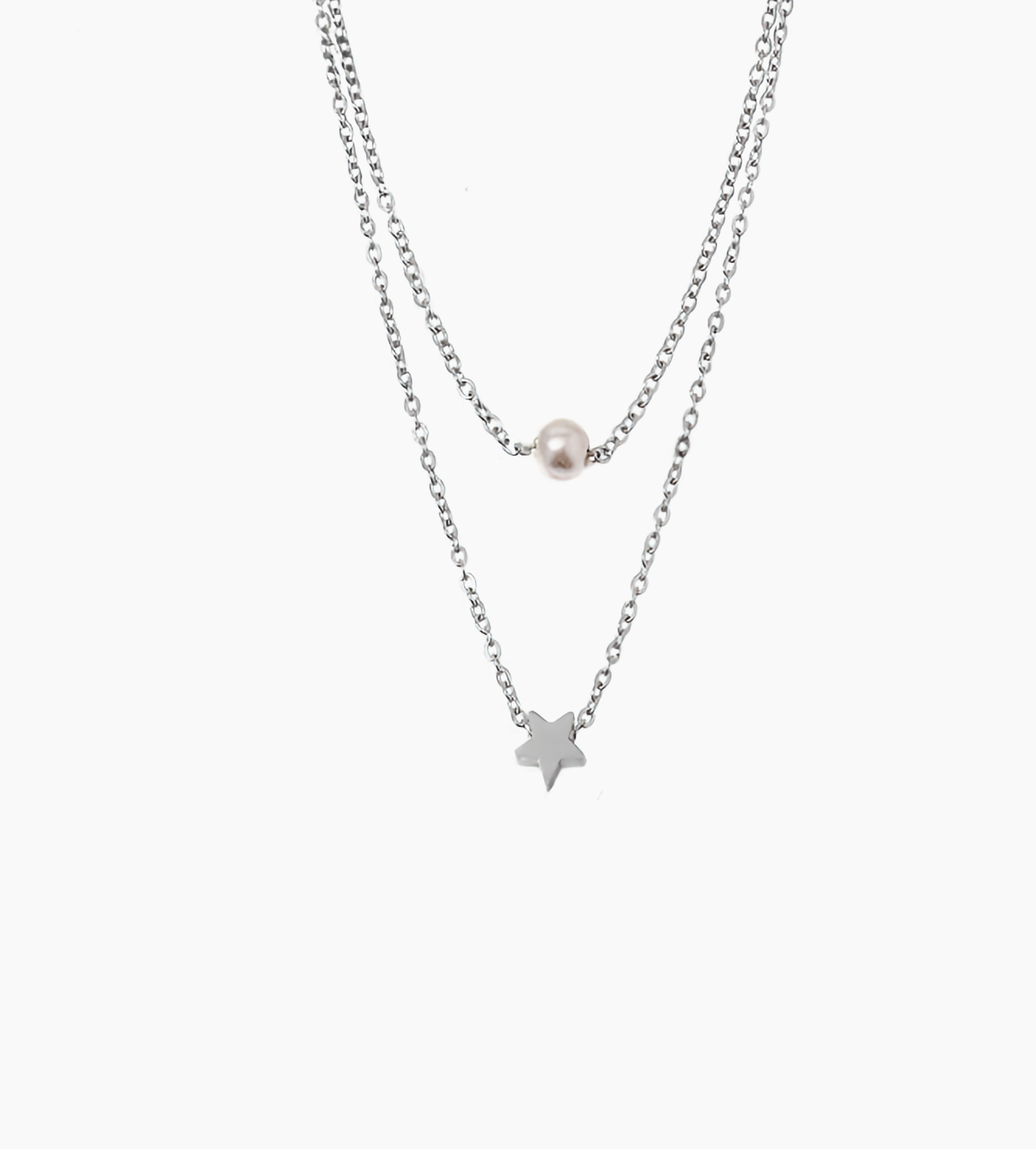 Duo de colliers dorés avec pendentif étoile et perle