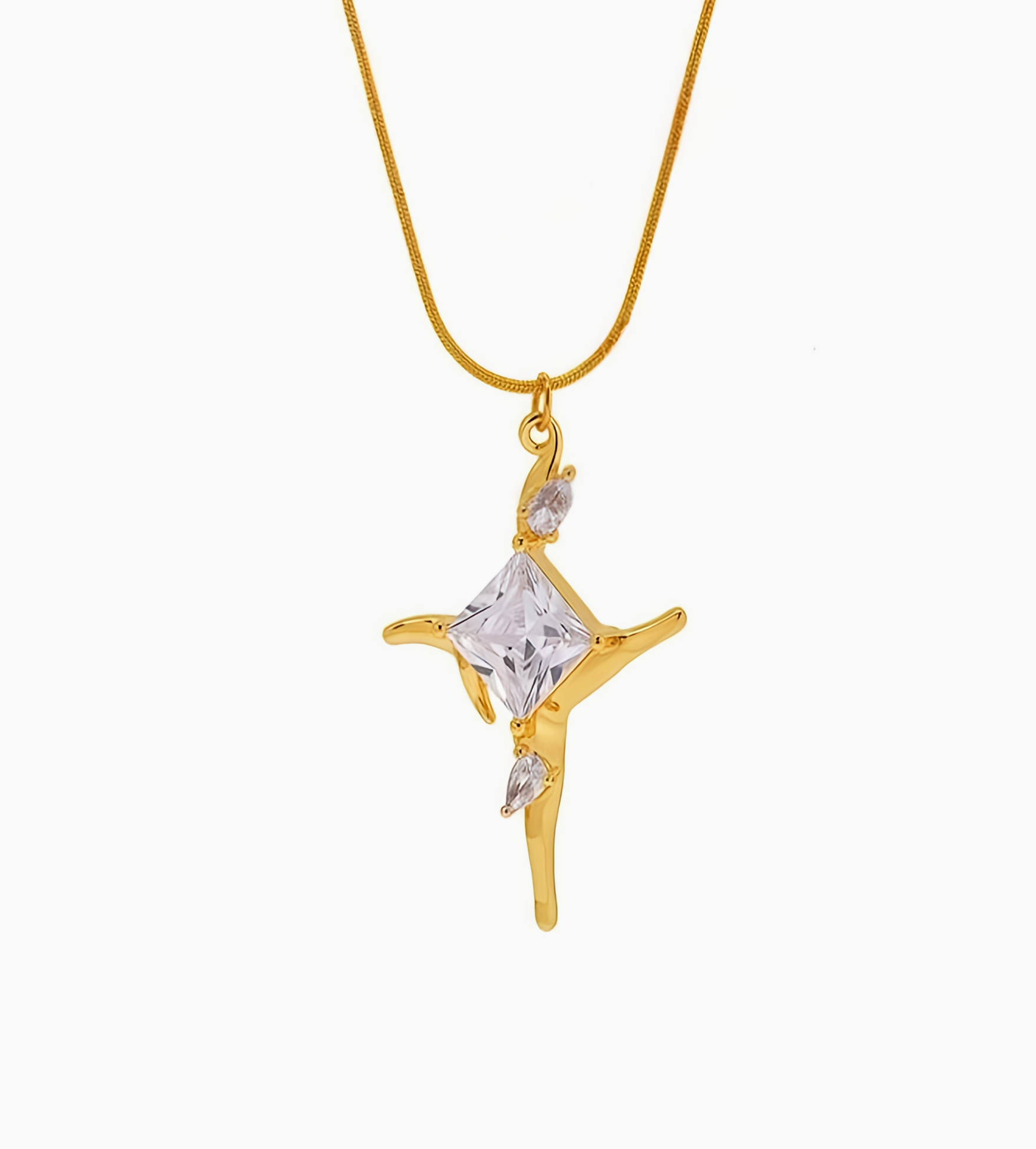 Collier croix moderne avec cristal étincelant